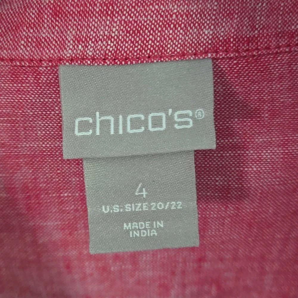 Chico's Linen Lightweight Jacket Size 4 Light Red/Pink - Picture 3 of 7